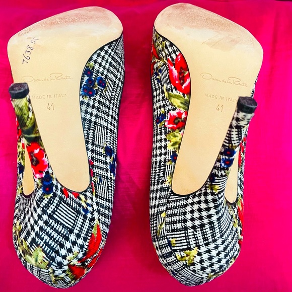 Oscar de la Renta Grace Multicolored Floral Pumps Size 41 - Picture 4 of 5